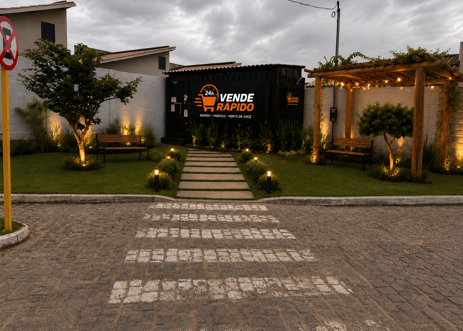Vende Rápido em entrada de condomínio com paisagismo